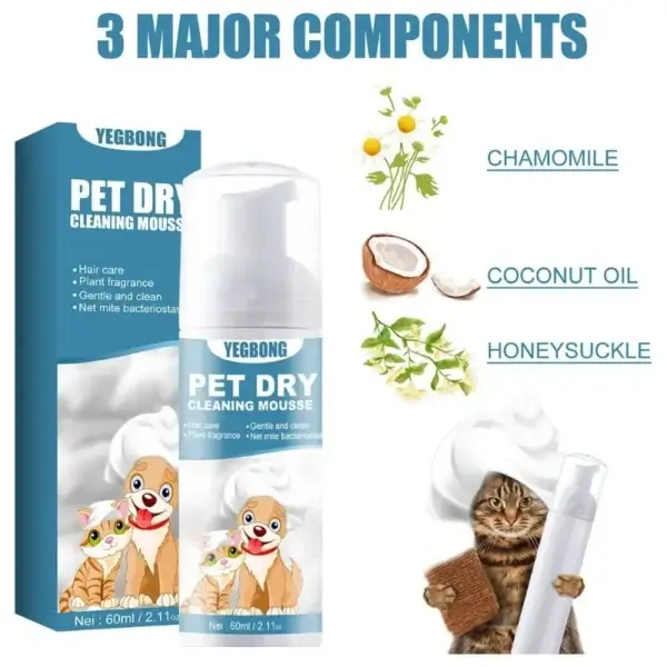 Dog Shampoos: 60ml Waterless Dry Cleaning Shampoo for Pet Deodorizing - Image 3