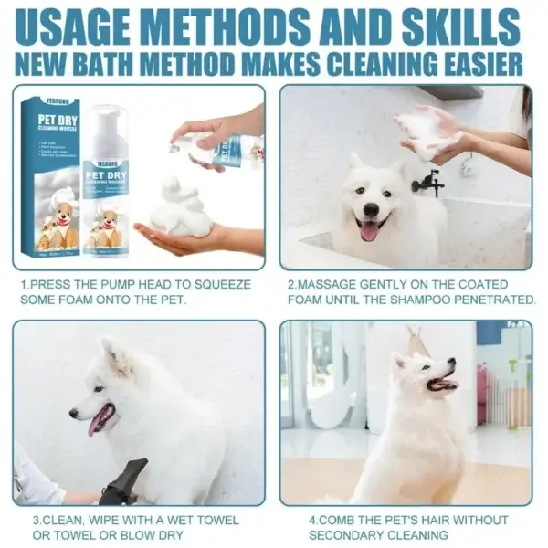 Dog Shampoos: 60ml Waterless Dry Cleaning Shampoo for Pet Deodorizing - Image 4